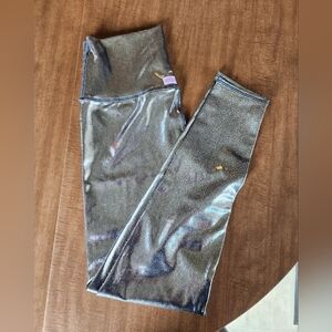 Brittany Allen Metallic Leggings 29" - Black Silver, Size XL, NWT
